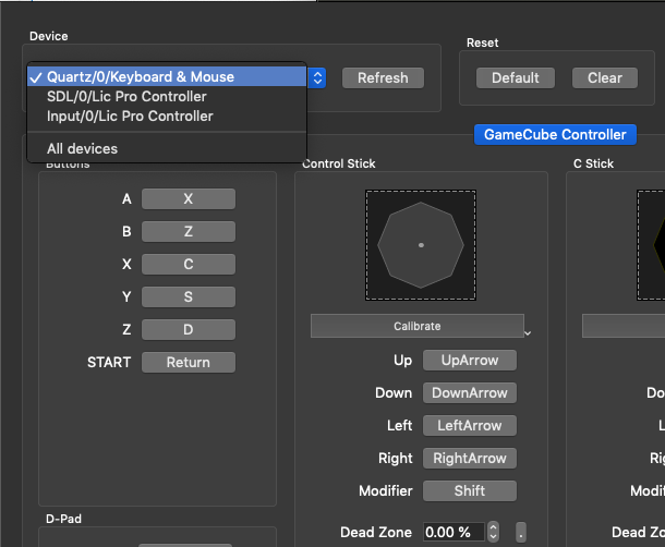 Controller Configuration screen