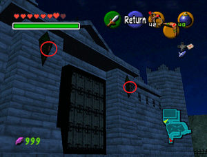 Wonderitems at the castle drawbridge torches